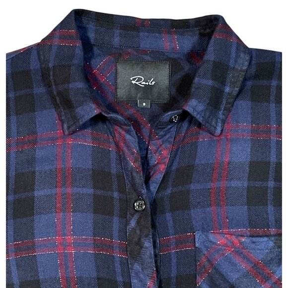 Rails Midnight Merlo Gold Plaid Hunter Flannel Button-Up Shirt SIZE-SMALL - Picture 4 of 10